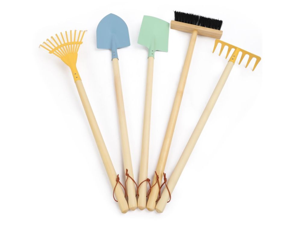 eliNeli Dětské zahradní nářadí s dlouhou násadou - 5dílná sada